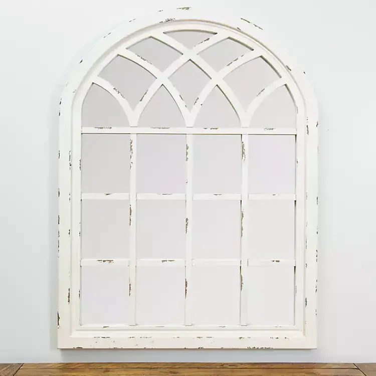 Decorative Mirrors-Kirklands Home Distressed Cream Sadie Arch Mirror Ivory