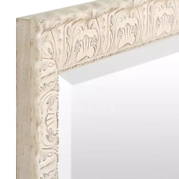 Framed Mirrors-Kirklands Home Ornate Ivory Wall Mirror, 31x43 in.
