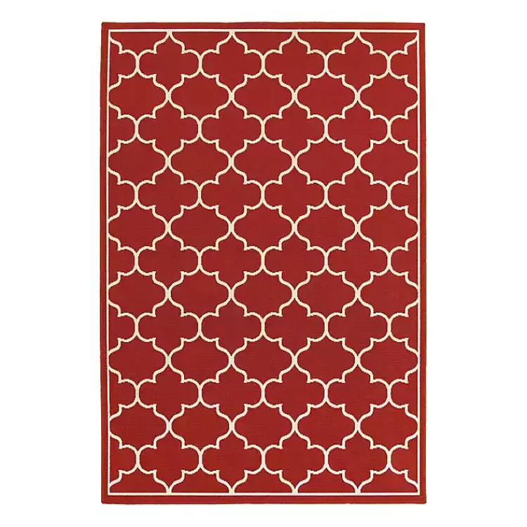 Outdoor Rugs-Kirklands Home Quatrefoil Jenn Outdoor Rug, 5x7 Red