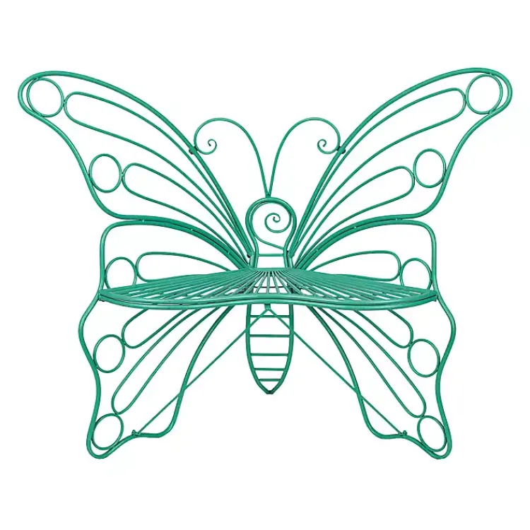 Outdoor Seating-Kirklands Home Turquoise Butterfly Metal Chair Blue