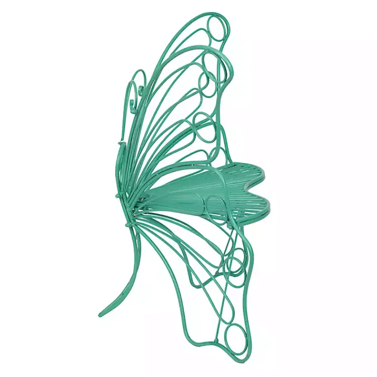 Outdoor Seating-Kirklands Home Turquoise Butterfly Metal Chair Blue