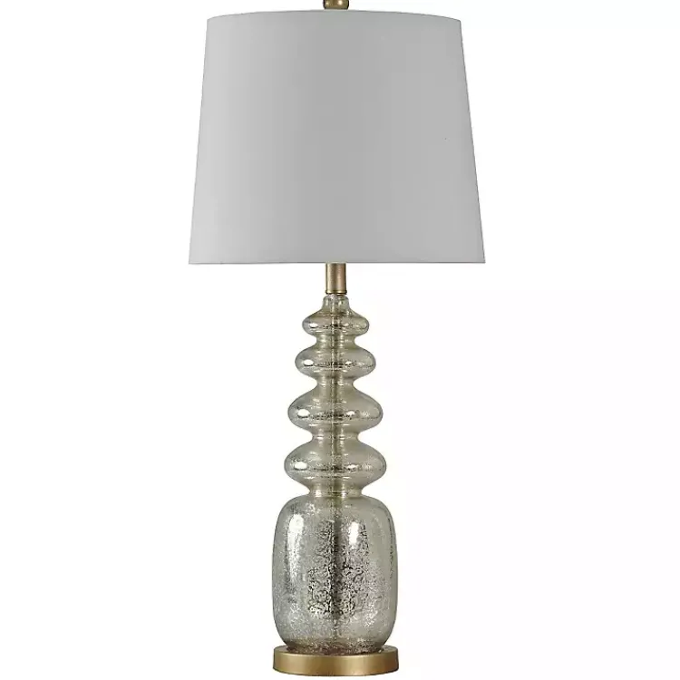 Table Lamps-Kirklands Home Silver Rounded Mercury Glass Table Lamp White