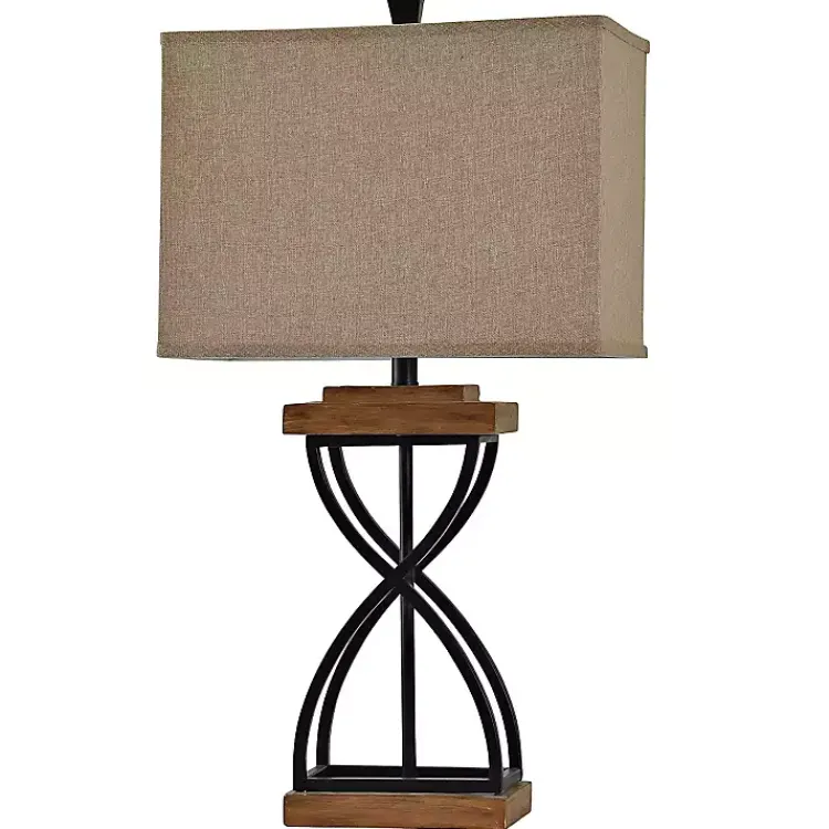 Table Lamps-Kirklands Home Hourglass X Table Lamp Tan