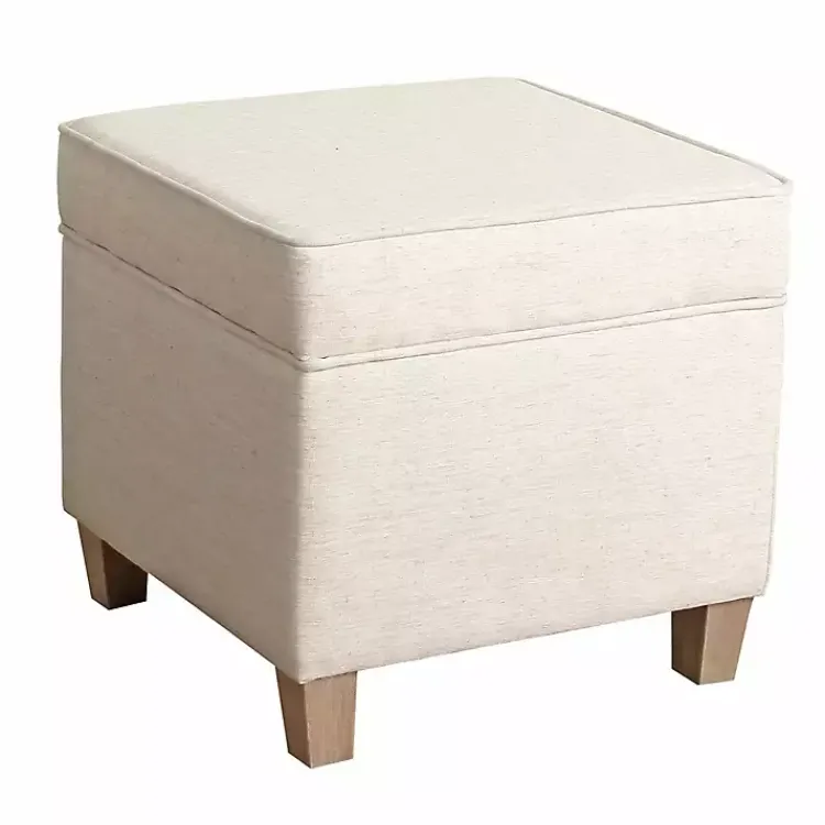 Benches & Ottomans-Kirklands Home Square Oatmeal Storage Ottoman Ivory