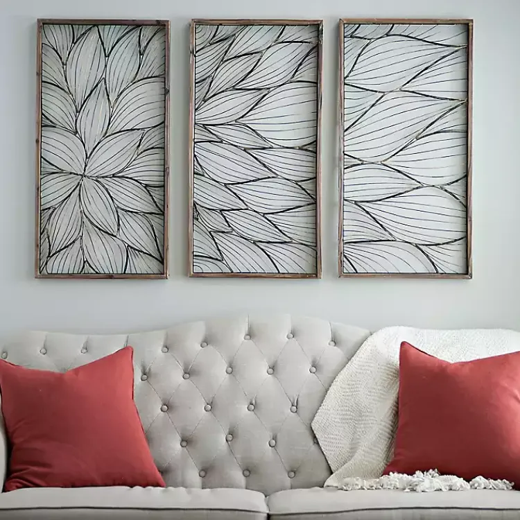 Wall Plaques-Kirklands Home Abstract Floral Panel Plaques, Set of 3 Brown