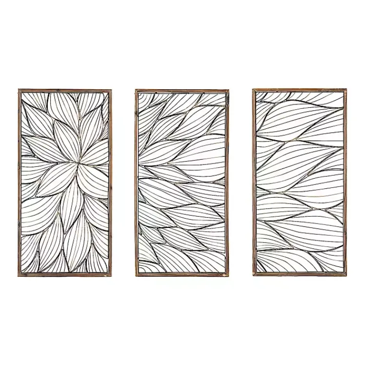 Wall Plaques-Kirklands Home Abstract Floral Panel Plaques, Set of 3 Brown