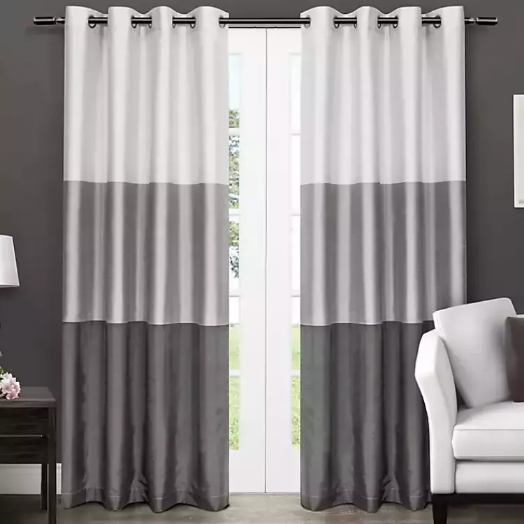Curtains & Drapes-Kirklands Home Chateau Stripe Curtain Panel Set, 96 in. Black