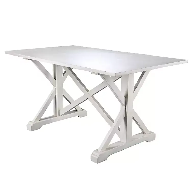 Dining Tables-Kirklands Home Annalise Distressed Farmhouse Dining Table White