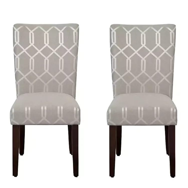 Dining Chairs-Kirklands Home Pewter Lattice Parsons Chairs, Set of 2 Gray