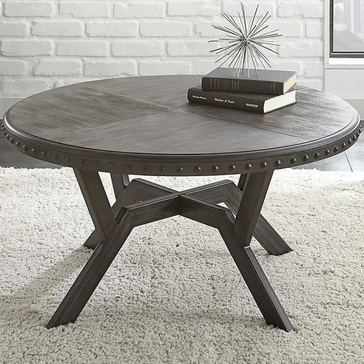 Coffee Tables-Kirklands Home Calvert Round Coffee Table Gray