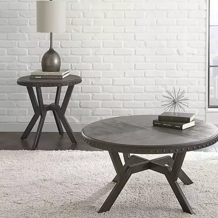 Coffee Tables-Kirklands Home Calvert Round Coffee Table Gray