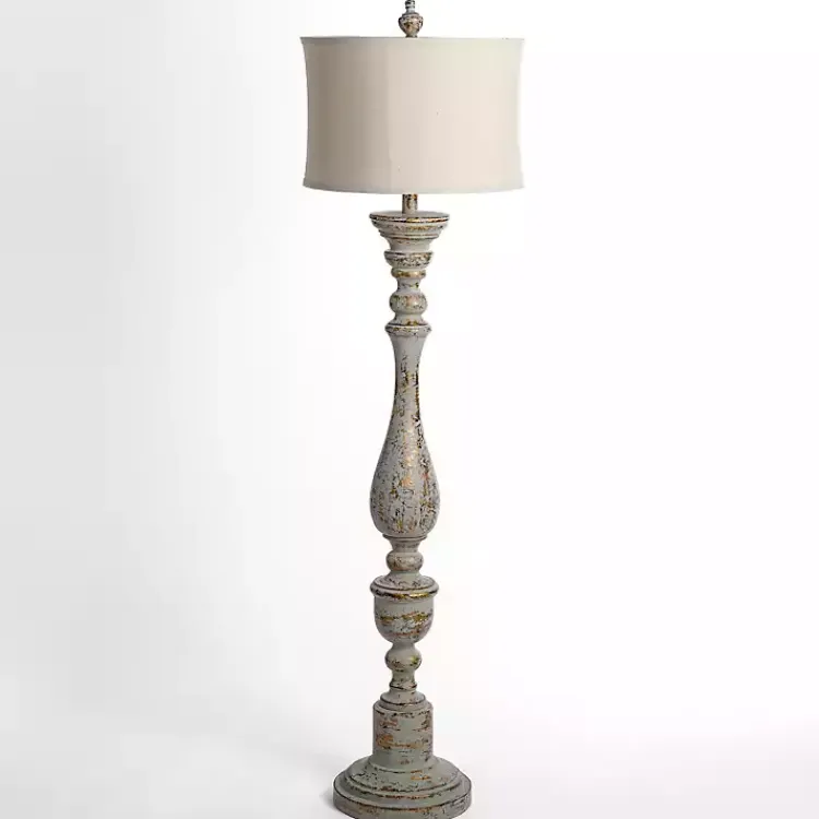 Floor Lamps-Kirklands Home Distressed Eloise Floor Lamp Ivory
