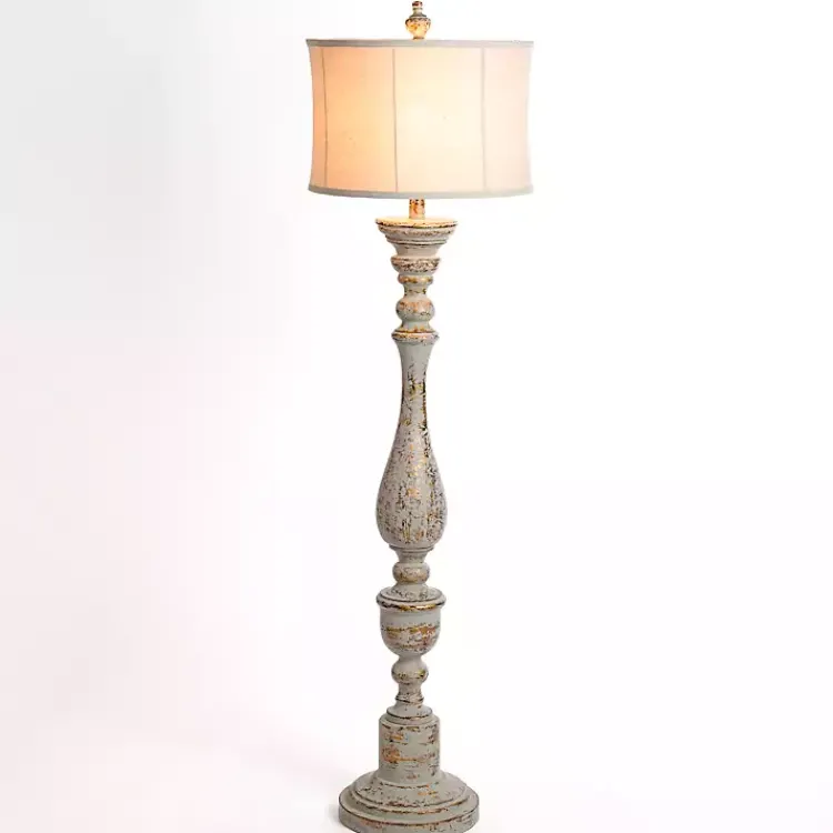 Floor Lamps-Kirklands Home Distressed Eloise Floor Lamp Ivory