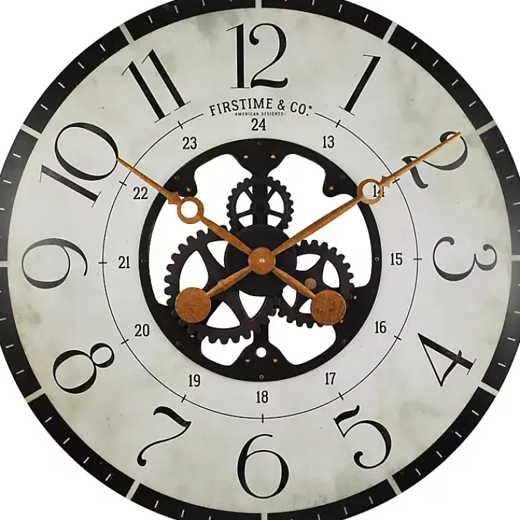 Clocks-Kirklands Home Carlisle Gears Wooden Wall Clock White