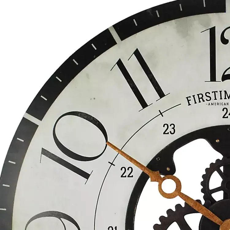 Clocks-Kirklands Home Carlisle Gears Wooden Wall Clock White