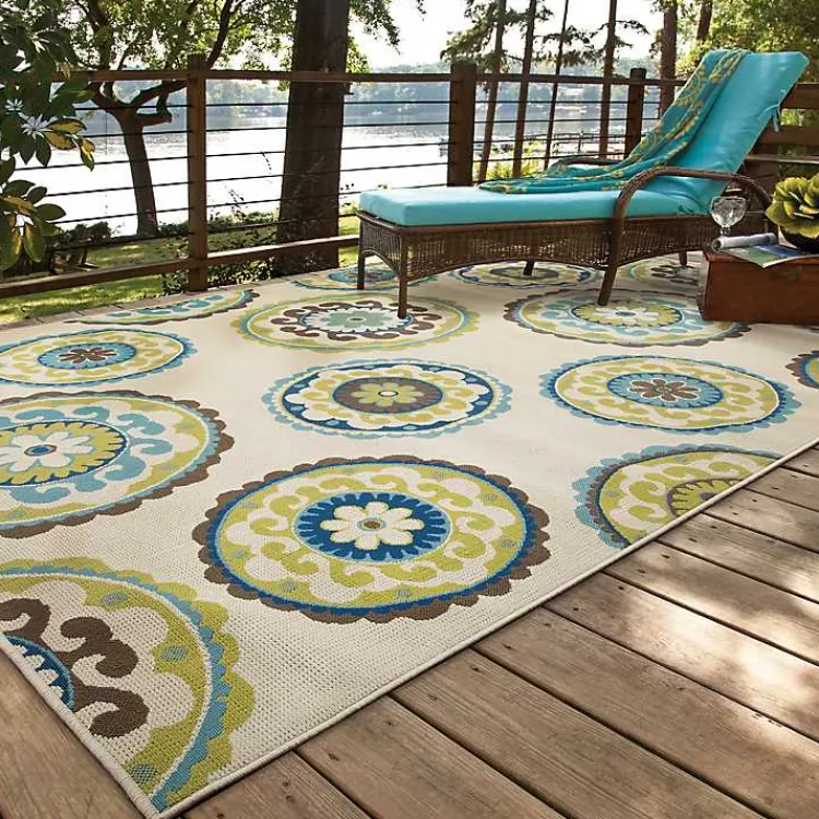 Outdoor Rugs-Kirklands Home Green Suzani Capetown Area Rug, 5x7