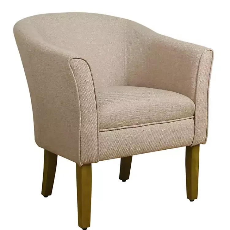 Accent Chairs-Kirklands Home Flax Brown Modern Barrel Accent Chair Tan