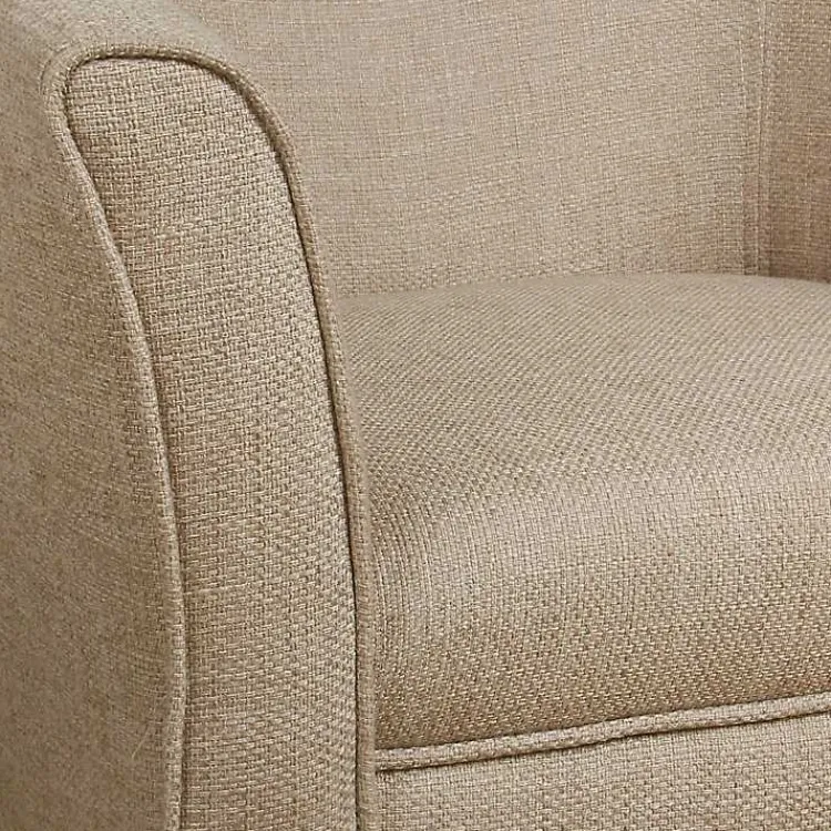 Accent Chairs-Kirklands Home Flax Brown Modern Barrel Accent Chair Tan