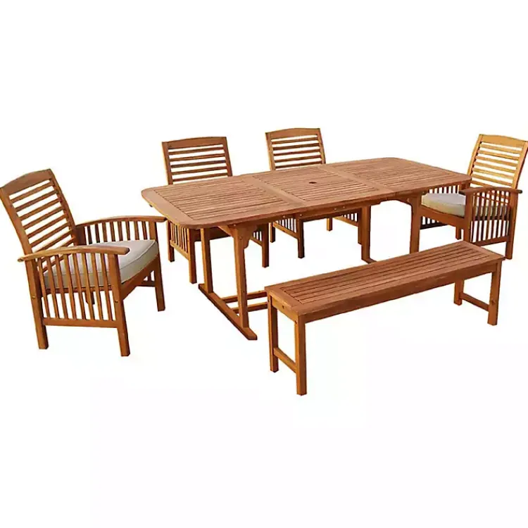 Outdoor Sets-Kirklands Home Acacia Wood Outdoor 6-pc. Dining Set Tan