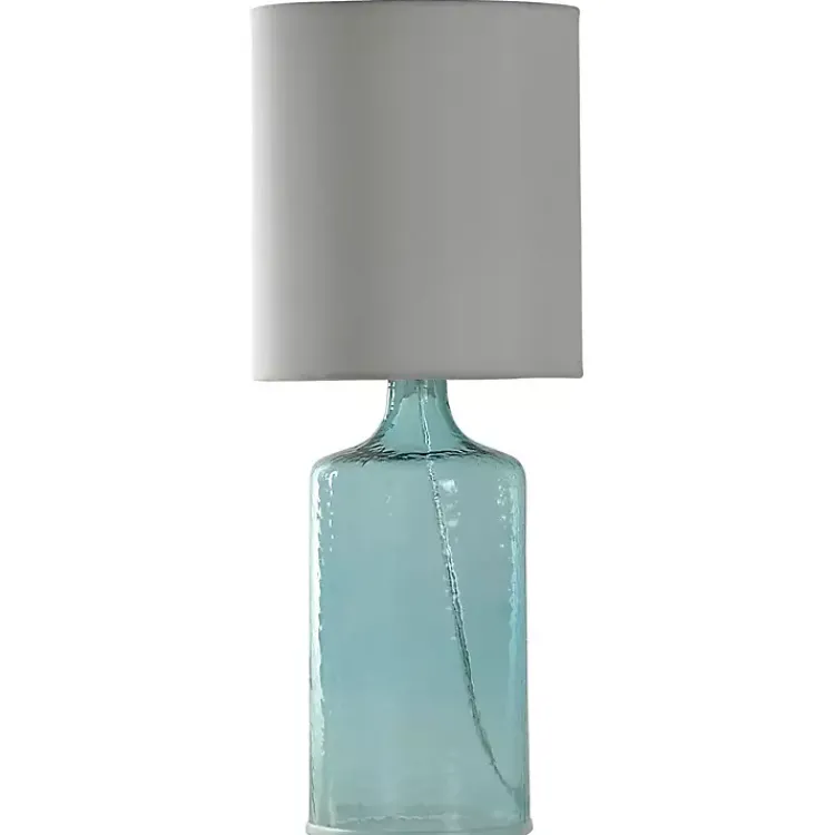 Table Lamps-Kirklands Home Aqua Seeded Glass Table Lamp White