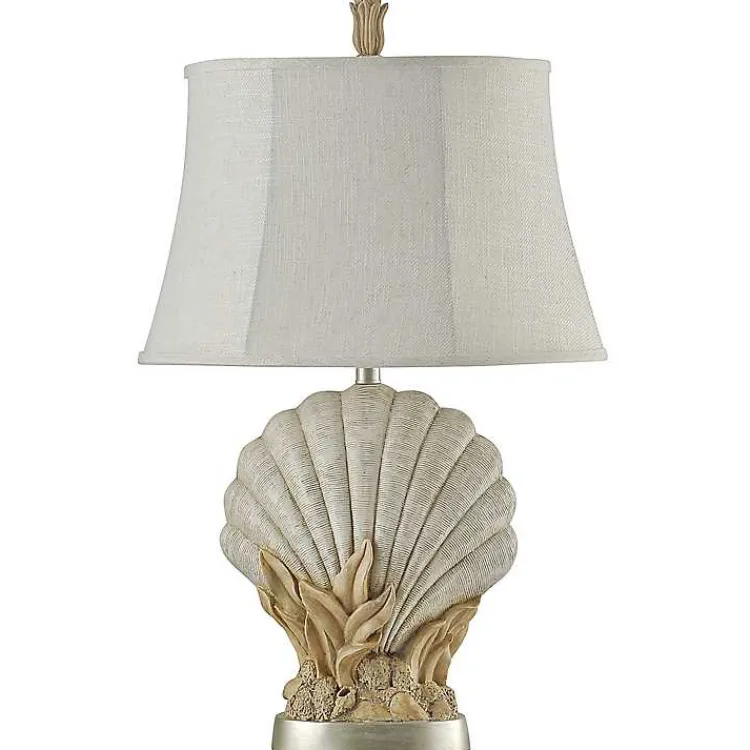 Table Lamps-Kirklands Home Scallop Table Lamp Ivory