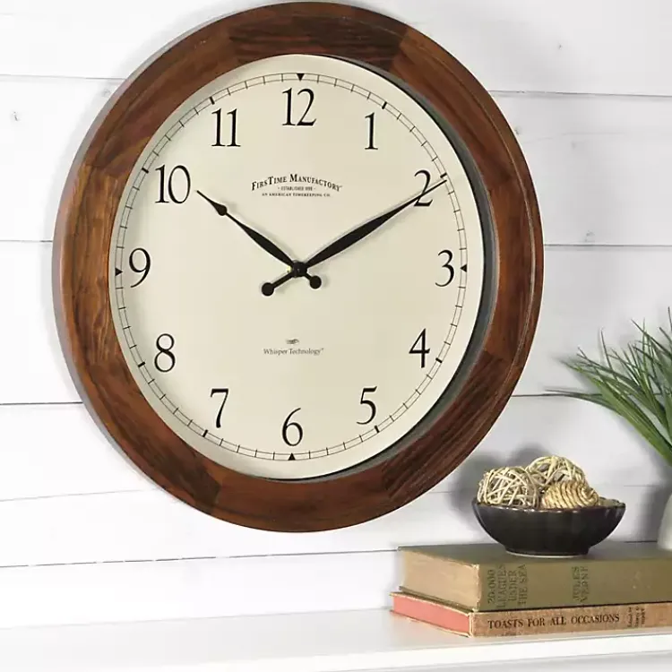 Clocks-Kirklands Home Walnut Garrison Wooden Wall Clock