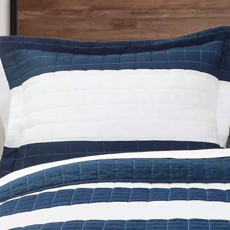 Quilts-Kirklands Home Navy Stripe 3-pc. Full/Queen Quilt Set