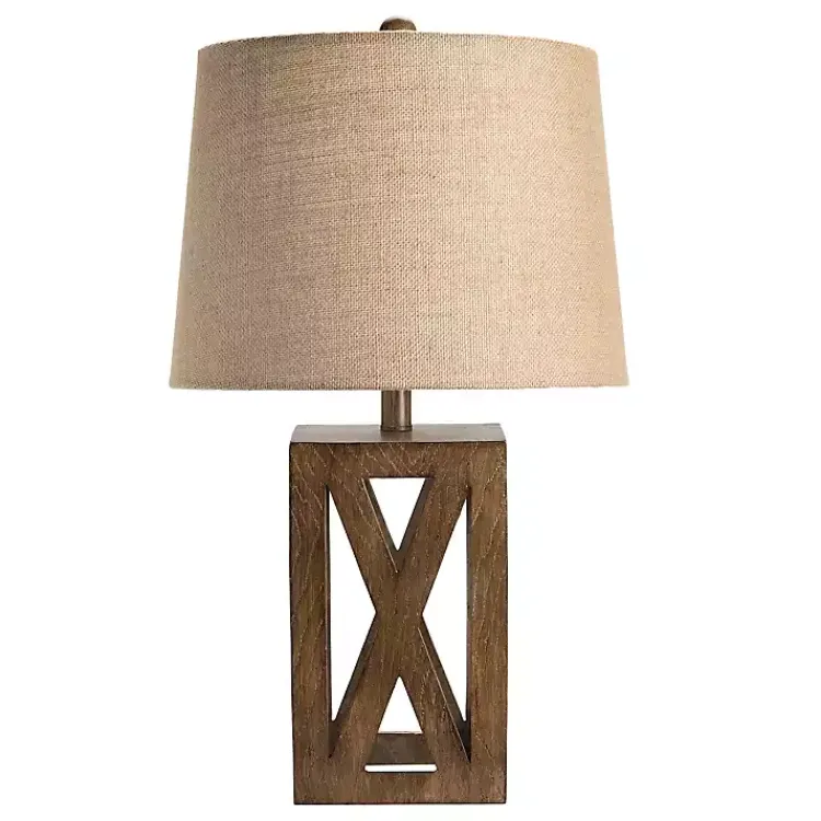 Table Lamps-Kirklands Home Open Block Table Lamp Tan