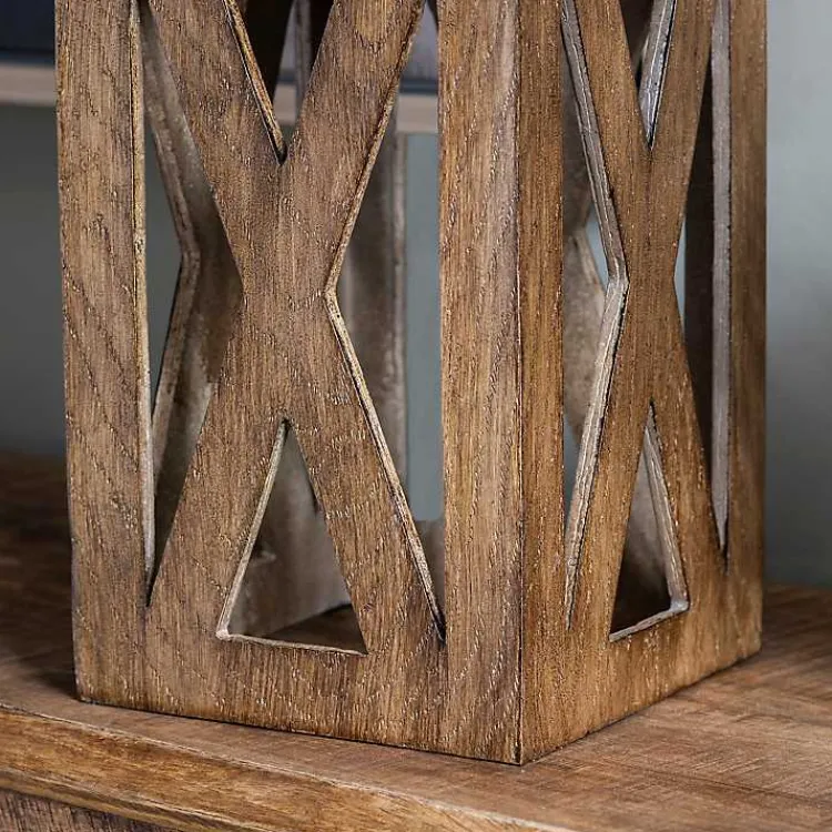 Table Lamps-Kirklands Home Open Block Table Lamp Tan