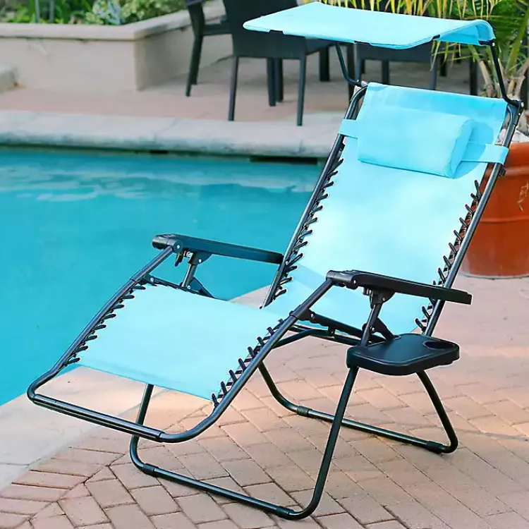 Outdoor Seating-Kirklands Home Aqua Zero Gravity Chair with Sunshade and Tray