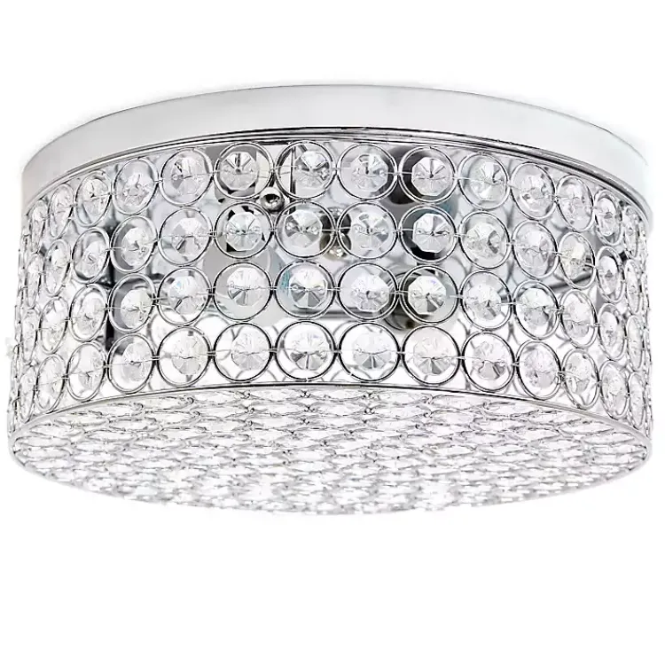 Flush Mount Lighting-Kirklands Home Round Crystal Flush Mount Ceiling Light Clear