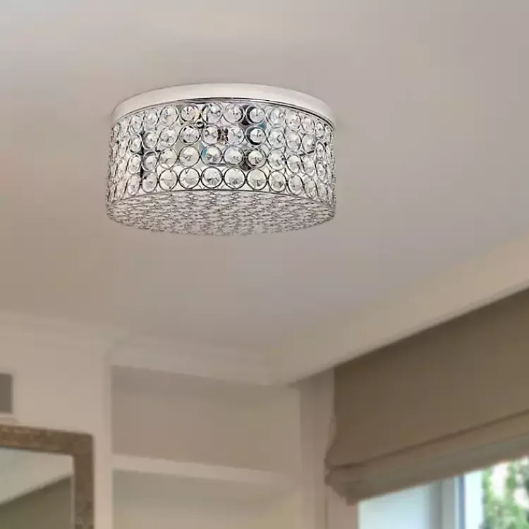 Flush Mount Lighting-Kirklands Home Round Crystal Flush Mount Ceiling Light Clear