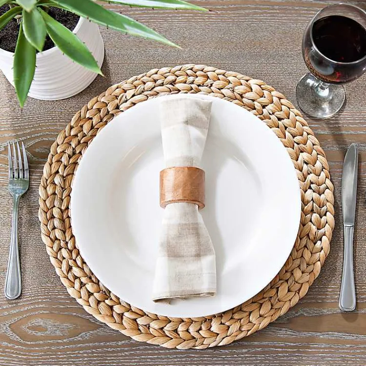 Table Linens-Kirklands Home Woven Seagrass Round Placemat Tan