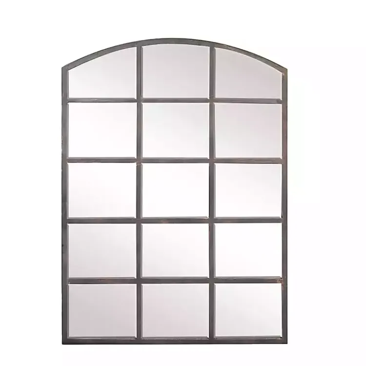 Decorative Mirrors-Kirklands Home Arched Windowpane Wall Mirror Gray