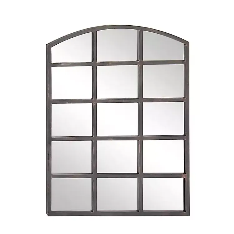 Decorative Mirrors-Kirklands Home Arched Windowpane Wall Mirror Gray
