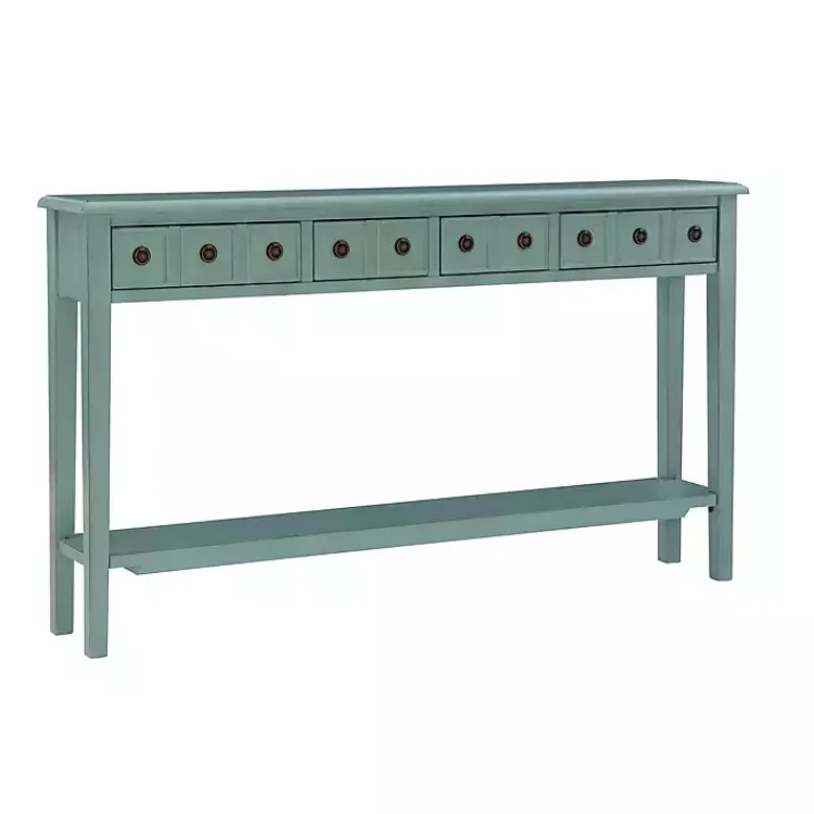 Console Tables-Kirklands Home Paloma Teal 4-Drawer Console Table Green