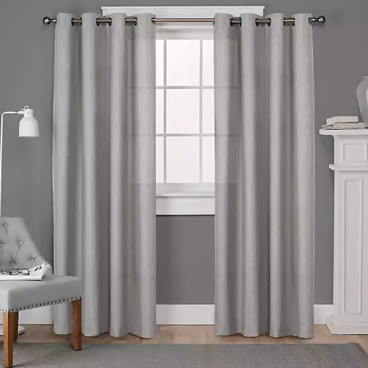 Curtains & Drapes-Kirklands Home Light Lila Curtain Panel Set, 108 in. Gray