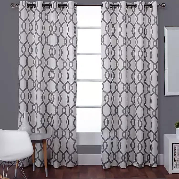 Curtains & Drapes-Kirklands Home Kenzie Curtain Panel Set, 108 in. Gray