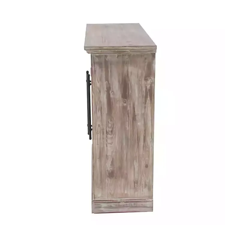 Cabinets & Sideboards-Kirklands Home Rustic Wood and Glass 2-Door Cabinet Tan