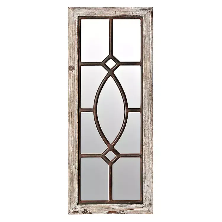 Decorative Mirrors-Kirklands Home White Distressed Panel Wall Mirror