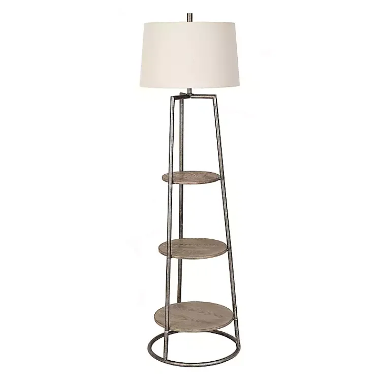 Floor Lamps-Kirklands Home 3-Tier Shelf Floor Lamp White