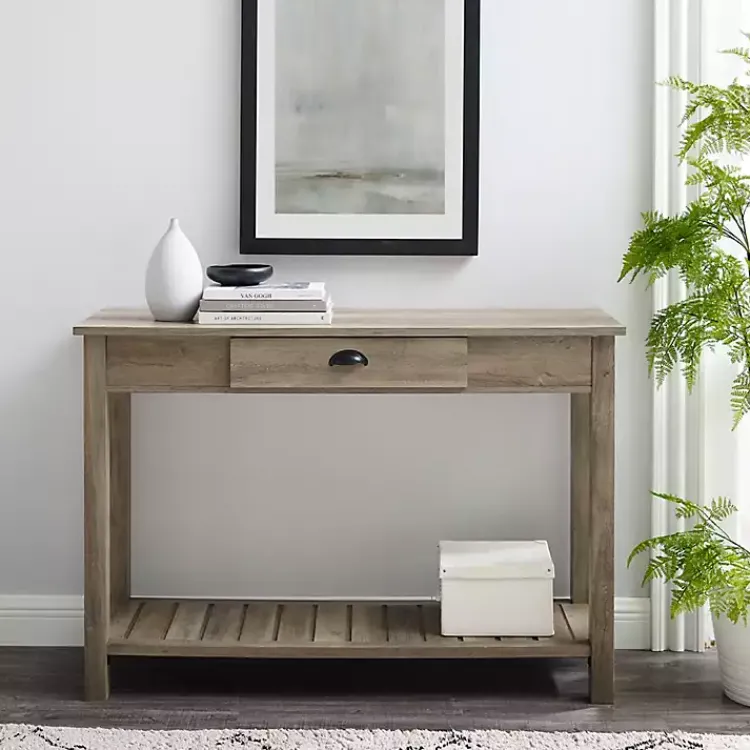 Console Tables-Kirklands Home Country Style washed Console Table Gray