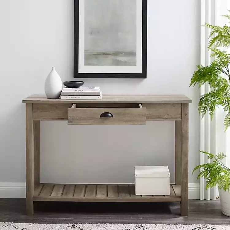 Console Tables-Kirklands Home Country Style washed Console Table Gray