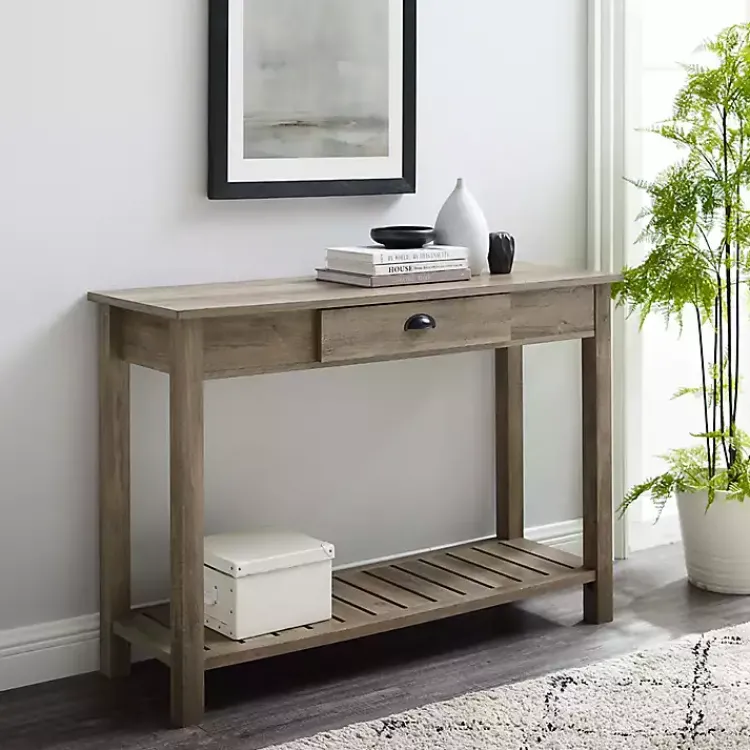 Console Tables-Kirklands Home Country Style washed Console Table Gray