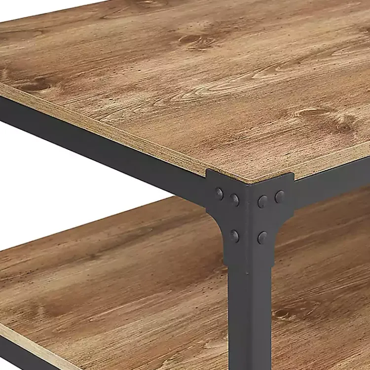 Coffee Tables-Kirklands Home Barnwood Angle Iron Coffee Table Brown