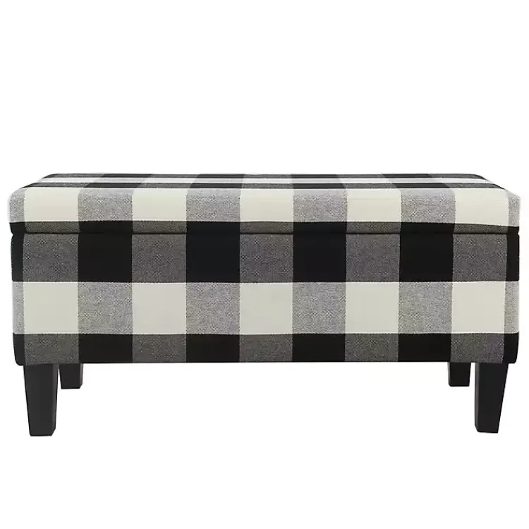 Benches & Ottomans-Kirklands Home Black Buffalo Check Storage Bench