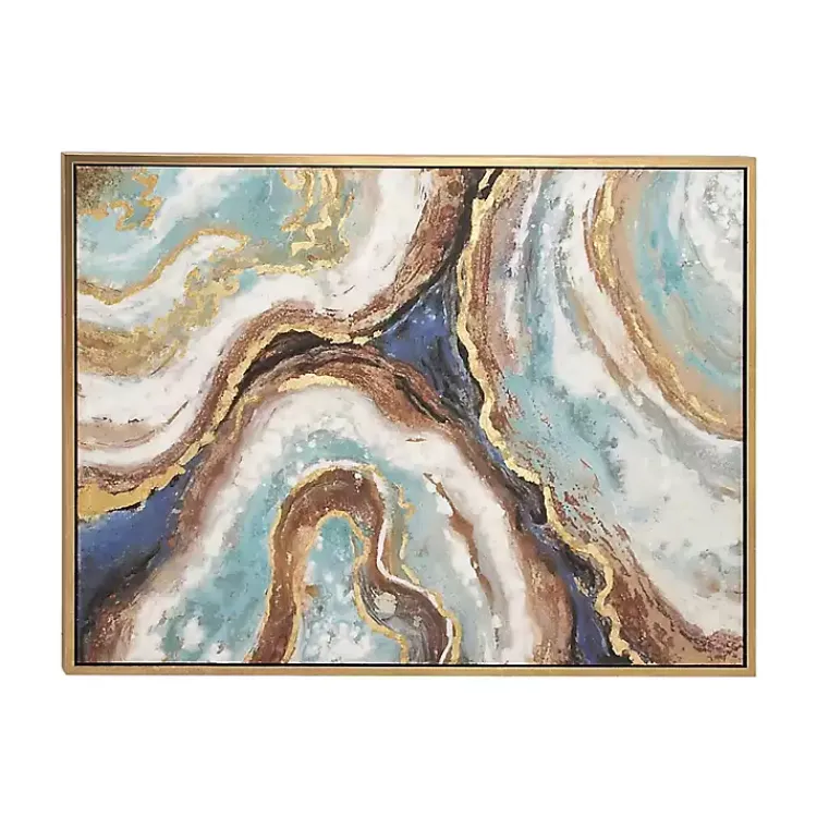 Canvas Art-Kirklands Home Blue Marbling Agate Framed Canvas Art Print