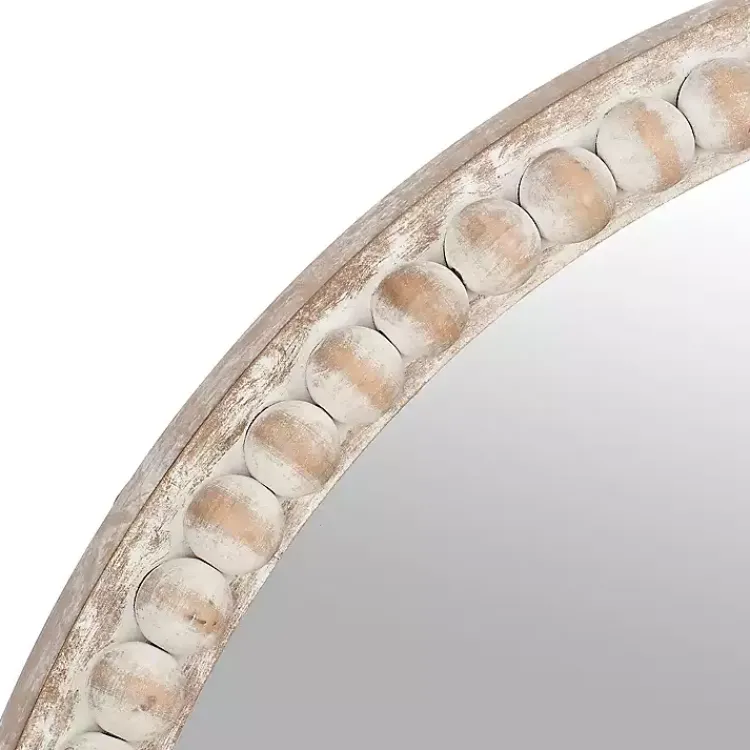 Decorative Mirrors-Kirklands Home Round Natural Beaded Wall Mirror