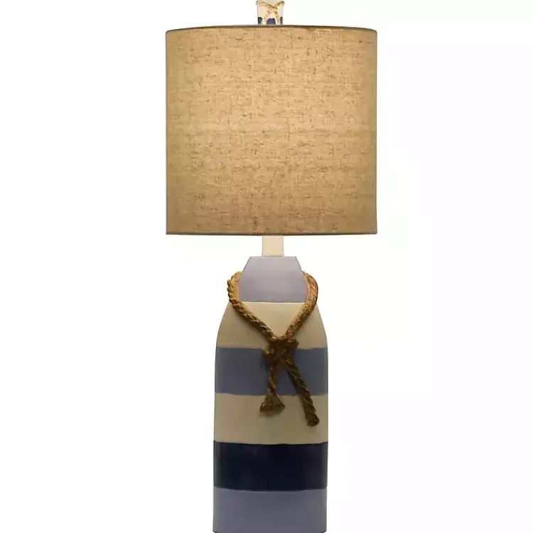 Table Lamps-Kirklands Home Anna Maria Blue Stripe Table Lamp Tan
