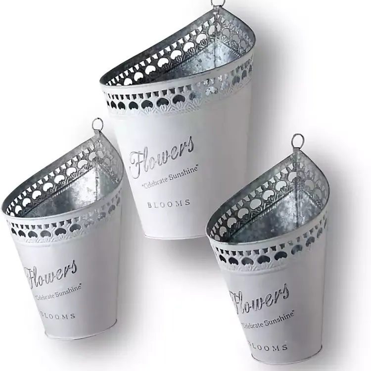 Planters-Kirklands Home Hanging Galvanized Steel Planters, Set of 3